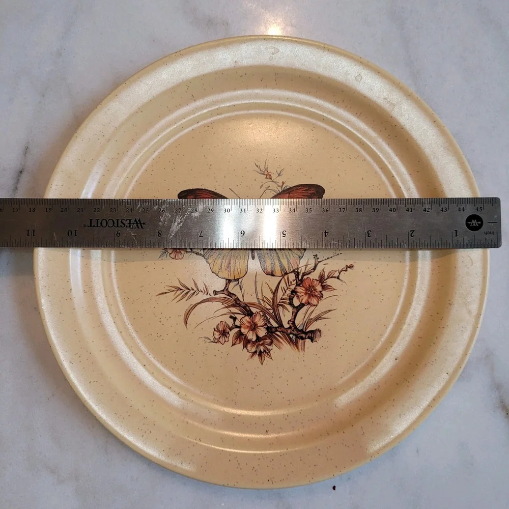 Vintage Treasure Craft Pottery Dinner Plates 1970’s, set of 4/10.5in Butterflies - Picture 5 of 6